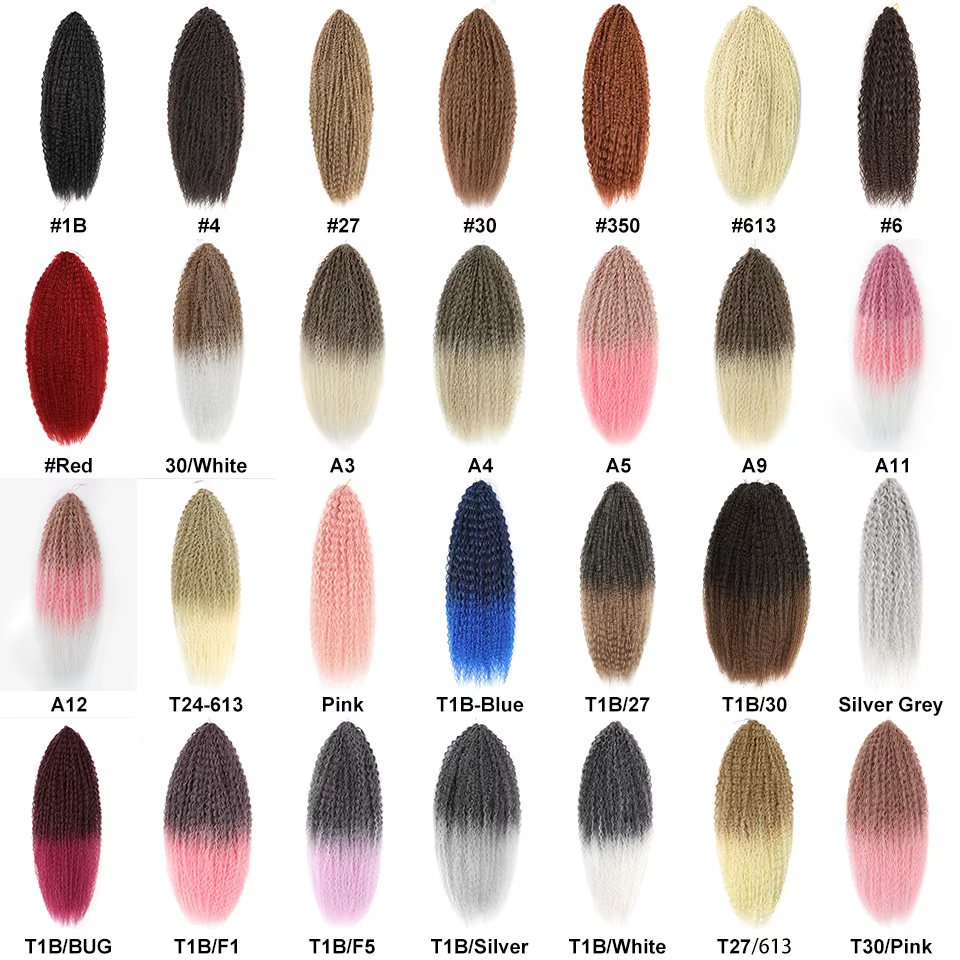 Tresses brésiliennes synthétiques bouclées Extension de tressage doux 20-28 pouces Afro Crochet cheveux longue vague