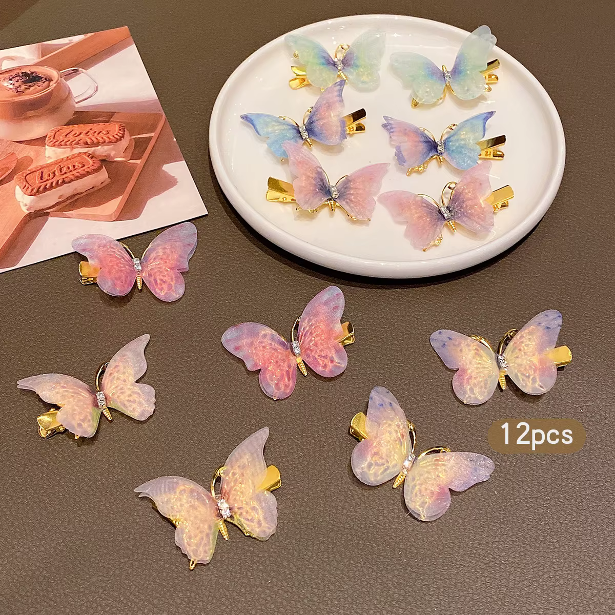 12 pinces à cheveux papillon vent doux