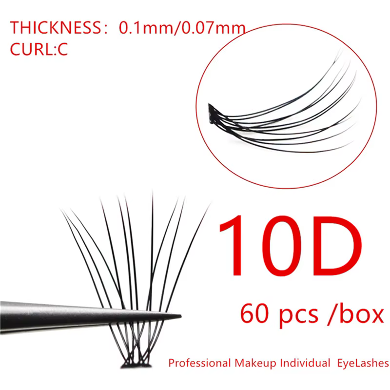 1 boîte/60 paquets de cils de vison naturel 3D russe extension