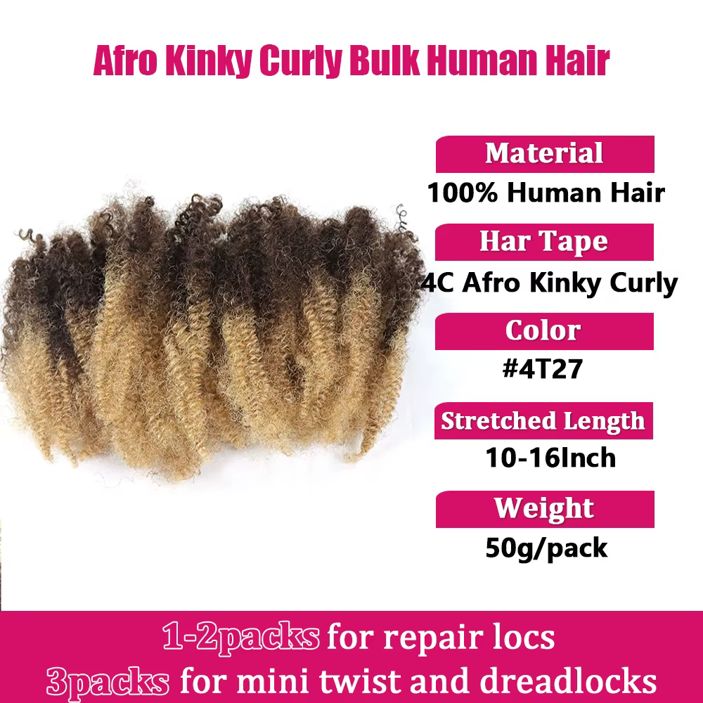 Extensions de cheveux humains Afro crépus bouclés en vrac