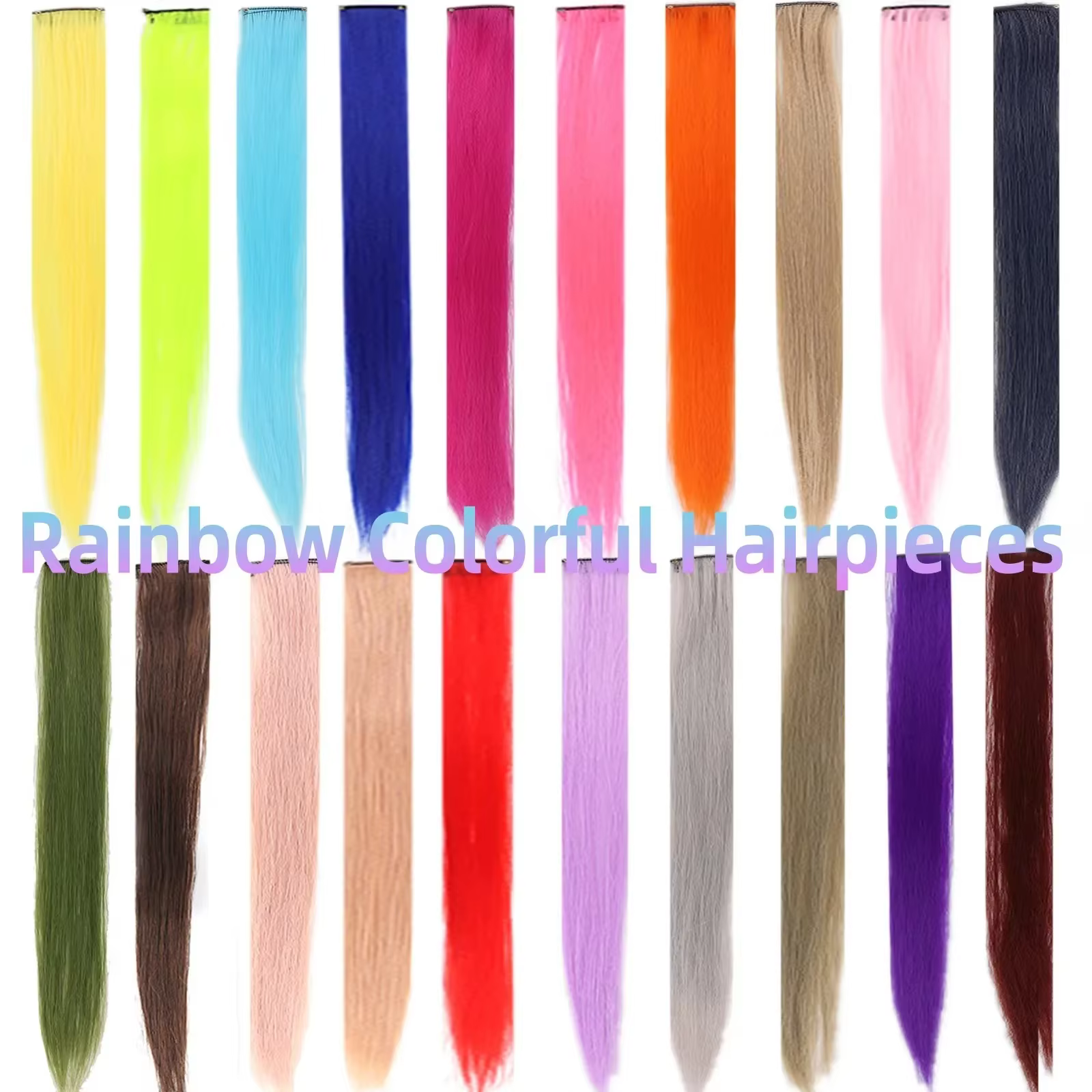 Extensions de cheveux synthétiques colorées de 22 pouces