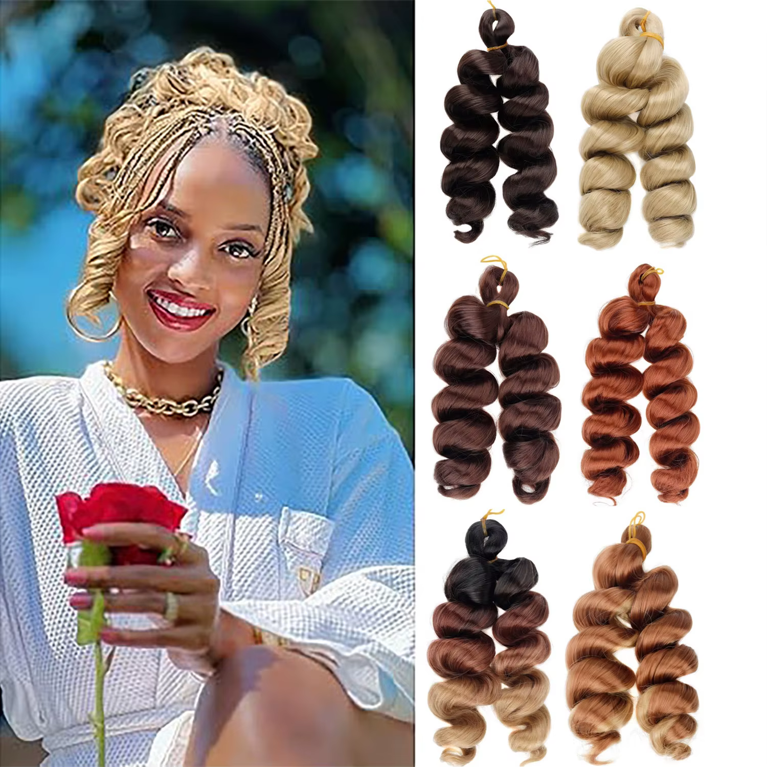 Extensions de cheveux synthétiques bouclés à la française