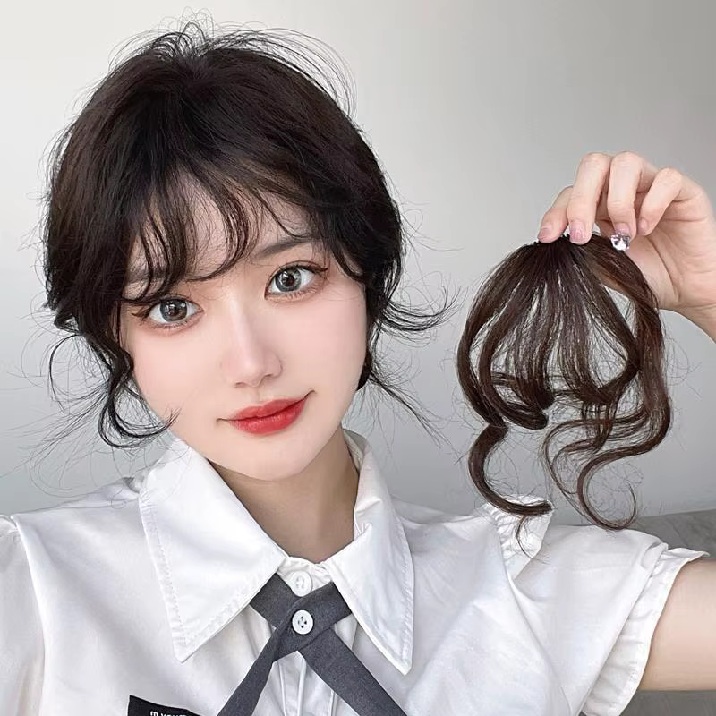 Extension de cheveux bouclés à frange d'air