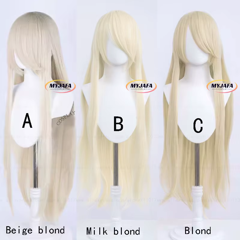 Perruque de Cosplay synthétique longue et lisse de 100cm