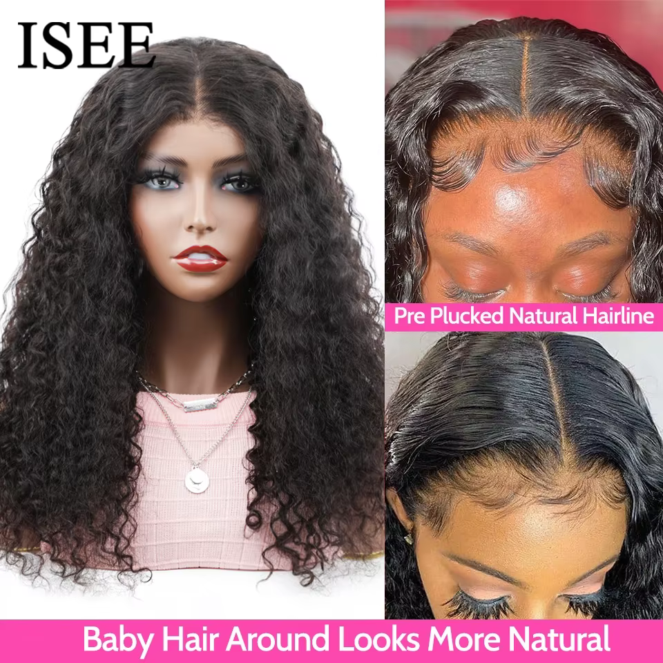 Perruque ISEE HAIR transparente à ondulations aquatiques sans colle