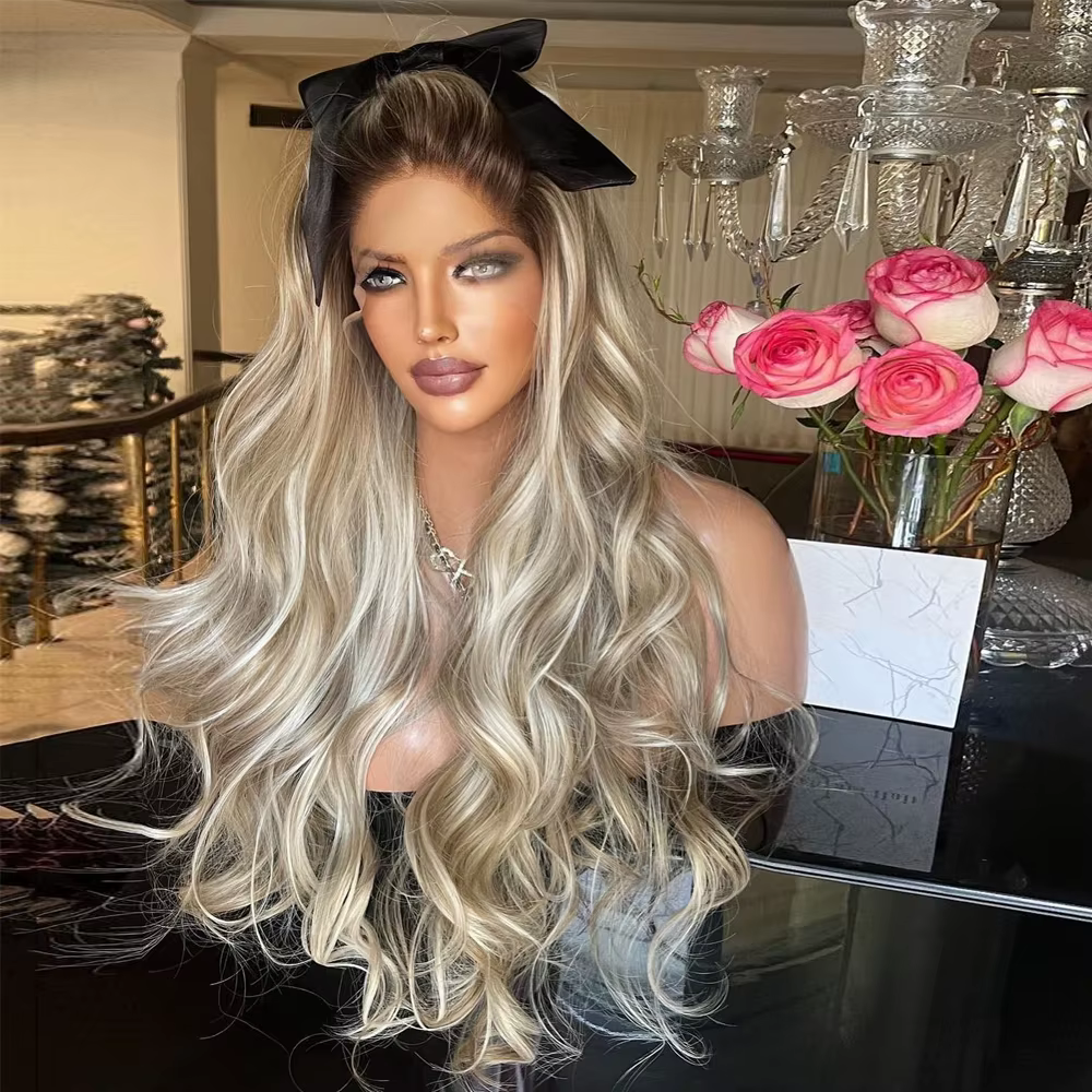 Perruque Lace Front Wig synthétique ondulée de luxe pour femmes