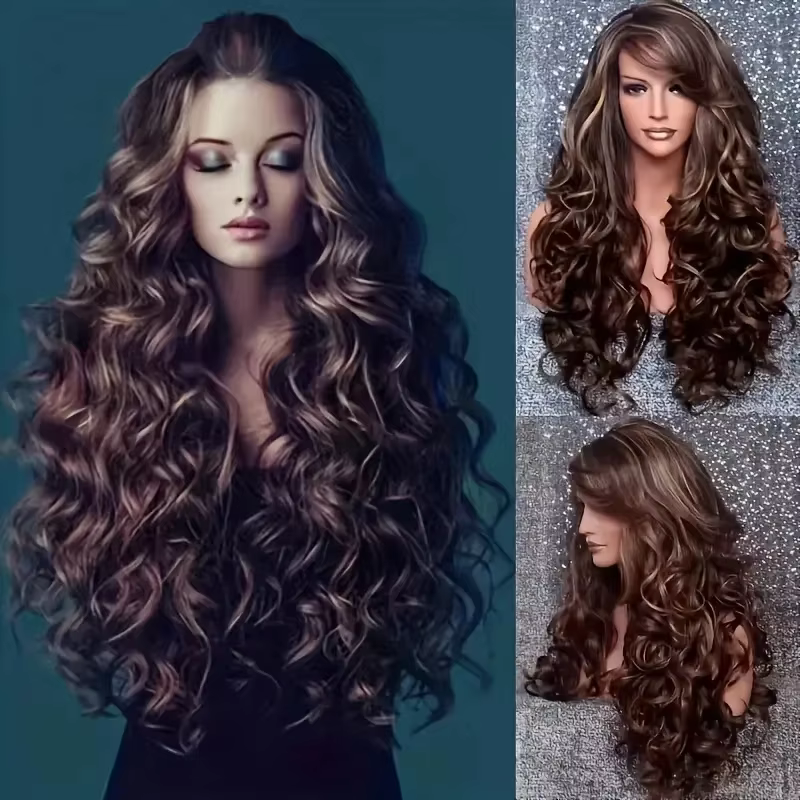 Perruques de cheveux longs ondulés pour femmes