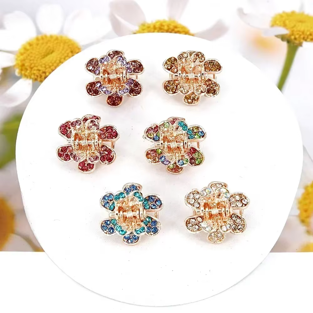 Pince à cheveux en forme de fleur en strass