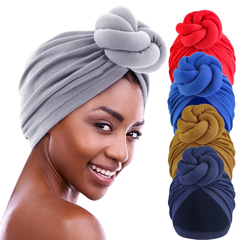 Mode femme Turbans nouvelle grande plaque fleur noué Turban coton chimio casquette foulard bonnet chapeau chapeaux Turbante Mujer