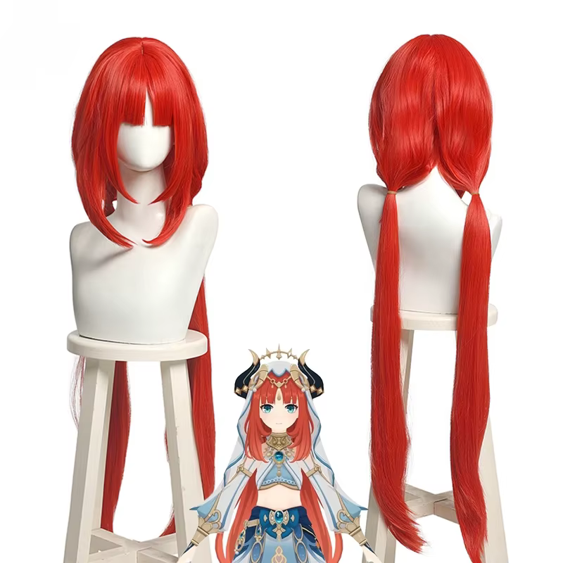 Genshin Impact Nilou Cosplay perruque cheveux synthétiques femmes longue perruque rouge queue de cheval perruque résistant à la chaleur perruques