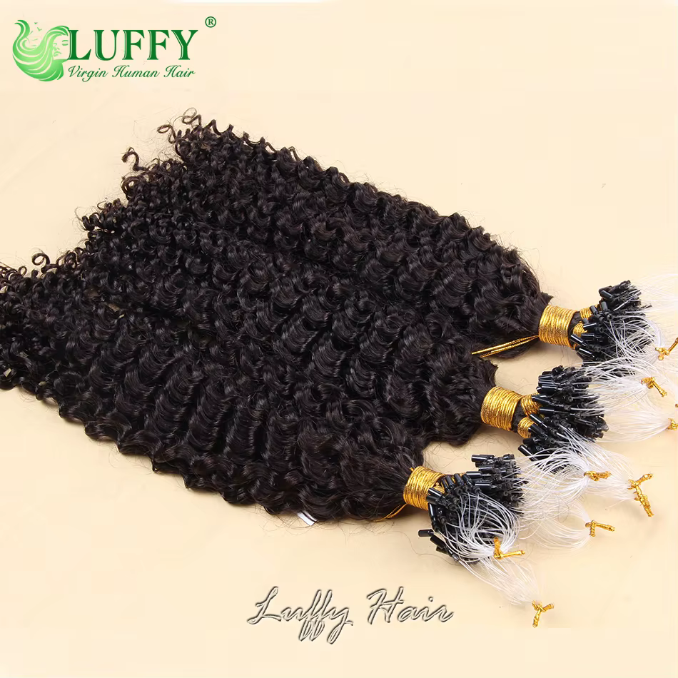 Extensions de cheveux humains bouclés crépus à micro-anneaux