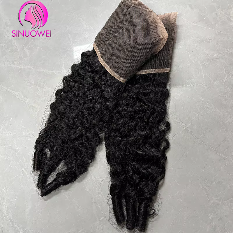 Closure en dentelle transparente 4x4 Cheveux bouclés birmans 12A