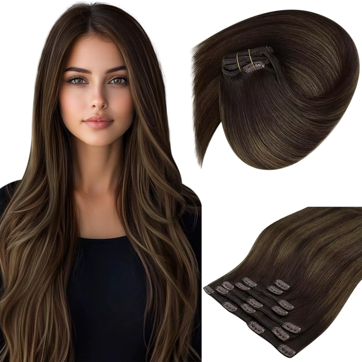 Clip de longueur personnalisé dans les extensions de cheveux 100%