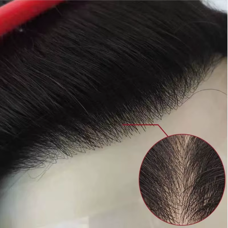 Prothèse capillaire pour hommes en PU à peau fine