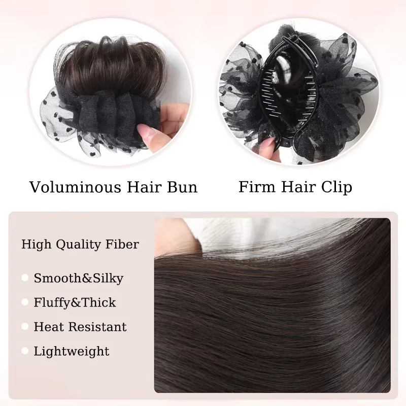 Extensions de chignon synthétique à pince