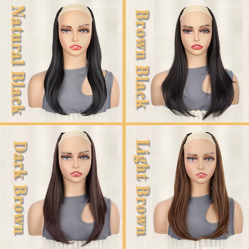 Extensions capillaires synthétiques longues et lisses en forme de V