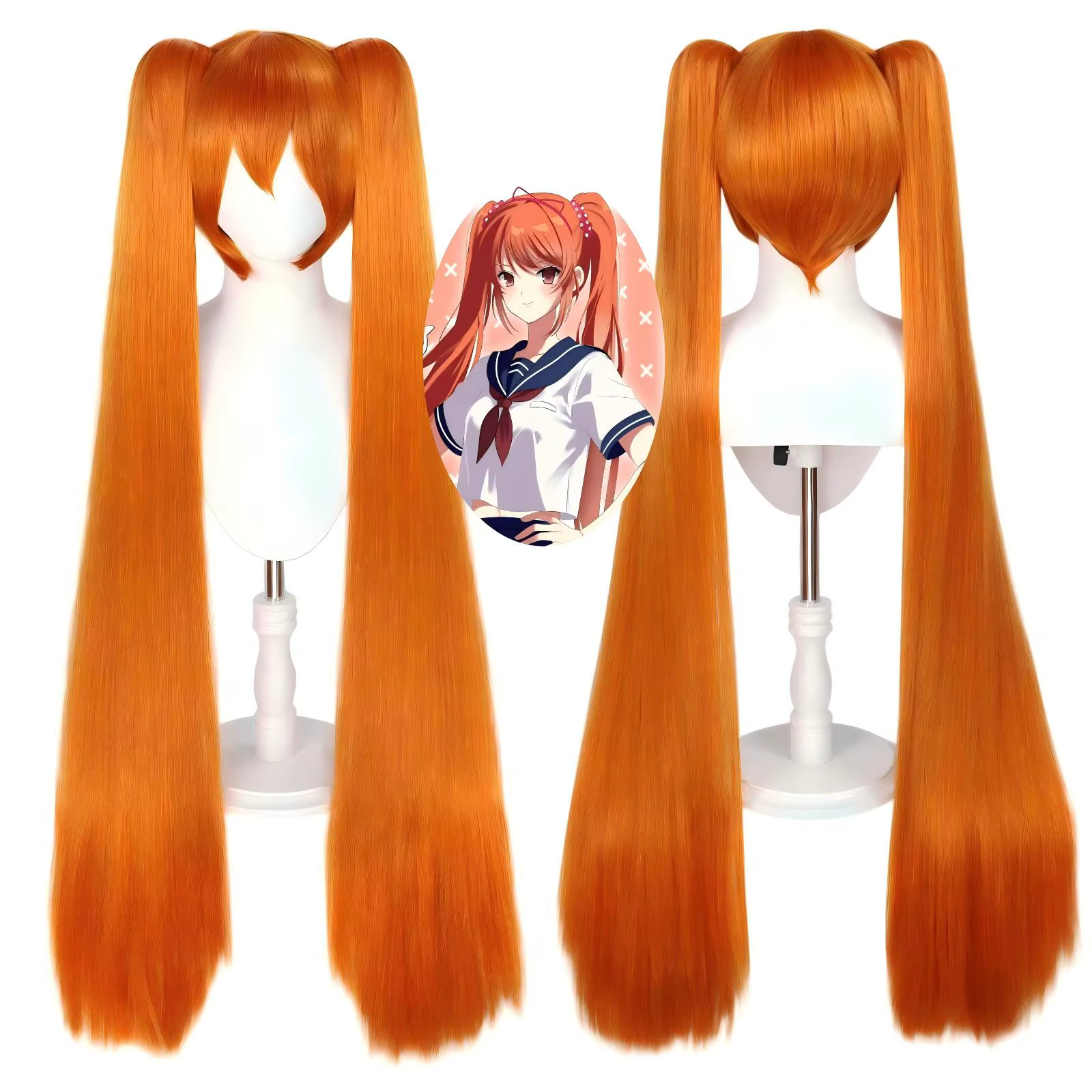 Perruque de Cosplay Anime Osana Najimi, perruques longues Orange de 110cm pour femmes, perruque de Cosplay Anime, cheveux synthétiques résistants à la chaleur