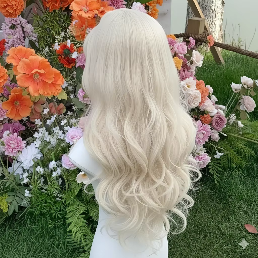 Perruque blonde blanche pour femmes 26 pouces