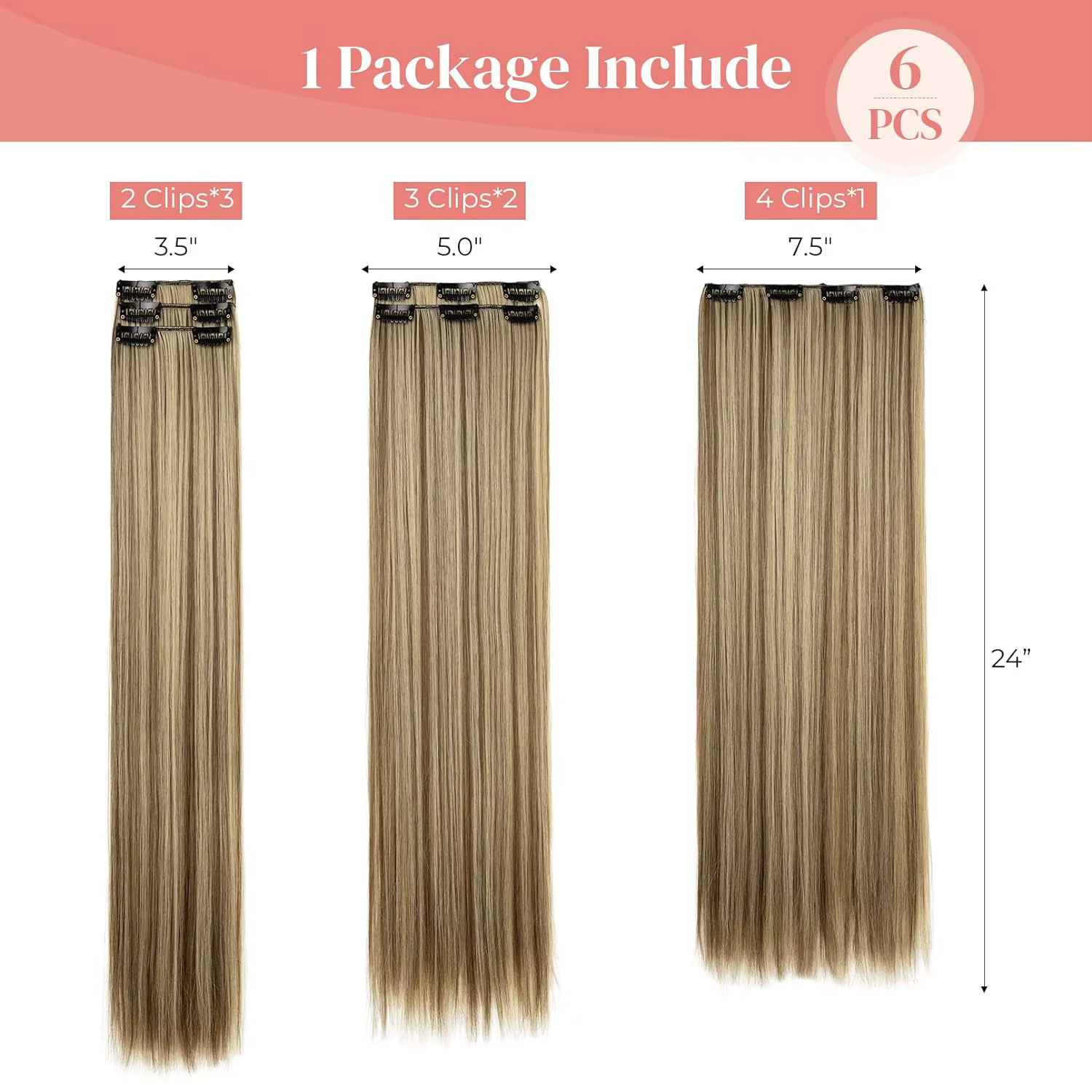 Extensions capillaires synthétiques légères à clips