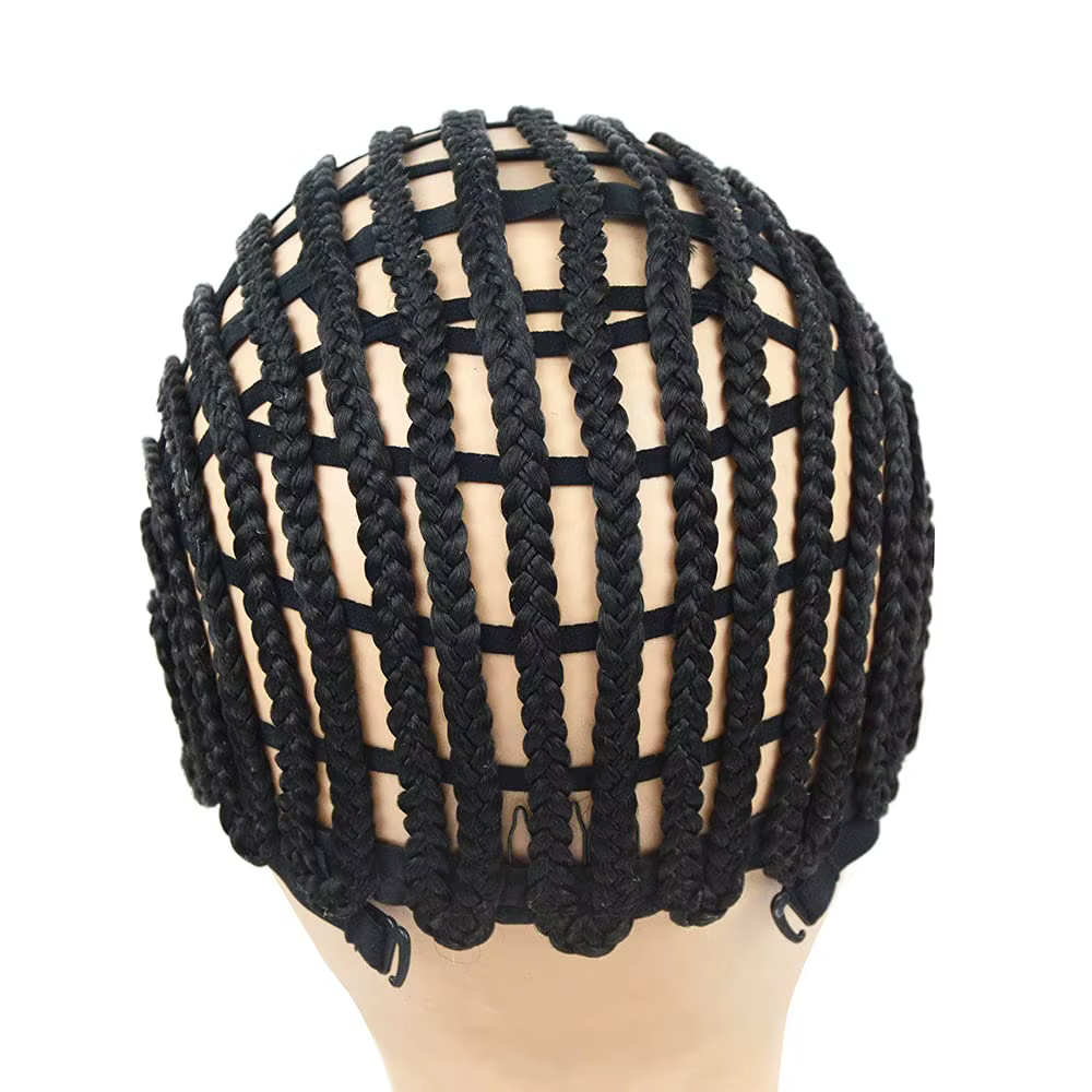 1 pièce de bonnet à perruque tressé noir pour la confection de perruques au crochet