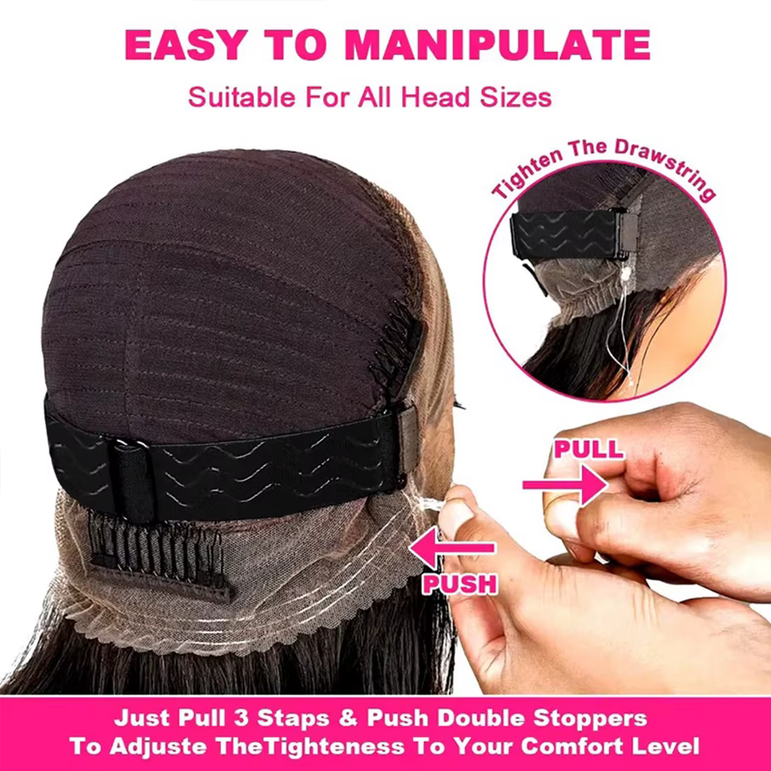 30-36 pouces 360 pleine sangle invisible cordon Sung Hd dentelle 250 densité eau crépus bouclés profonde perruque de cheveux humains noir sans colle