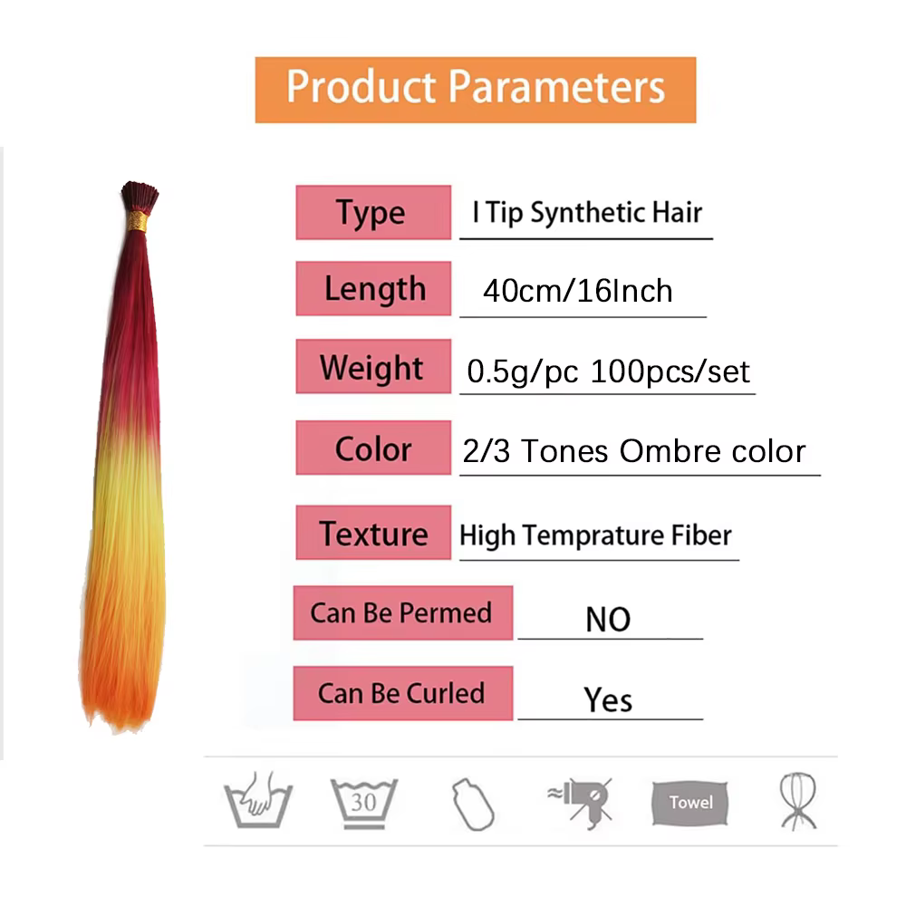 Extensions de cheveux synthétiques colorés pour femmes