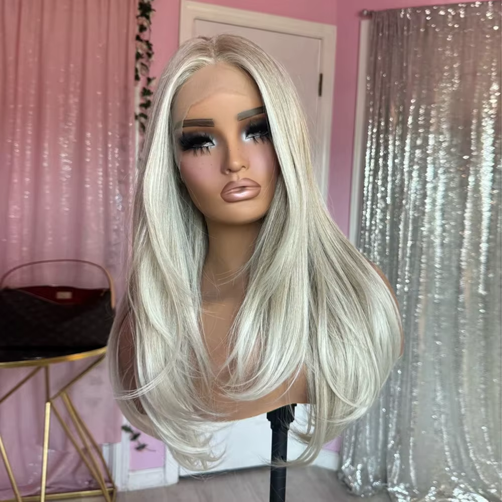 Perruque Balayage Blond Cendré Crémeux