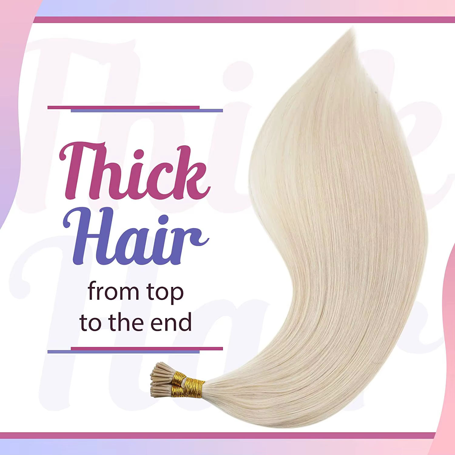 VeSunny-Extensions de Cheveux Naturels Lisses Blonds I-Tip