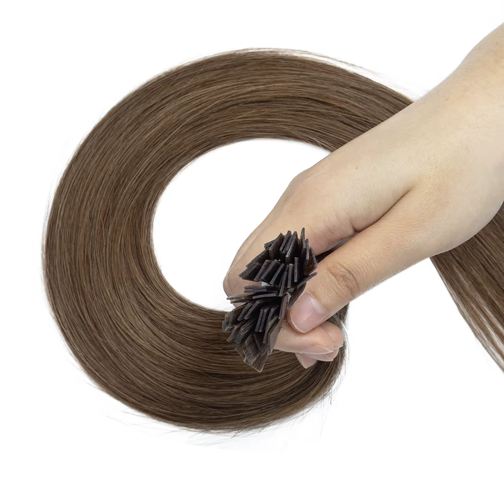 Extensions de cheveux humains blond platine à pointe plate