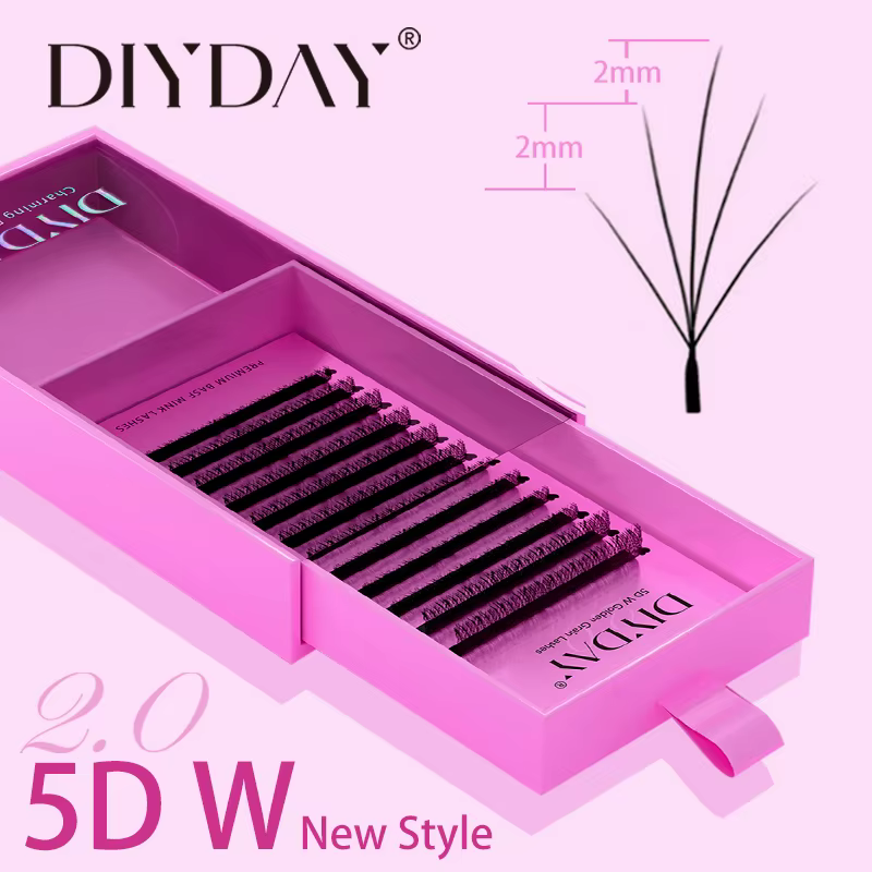 DIYDAY Nouveau Style Extensions de Cils 5D en Forme de W Différentes Longueurs Faux