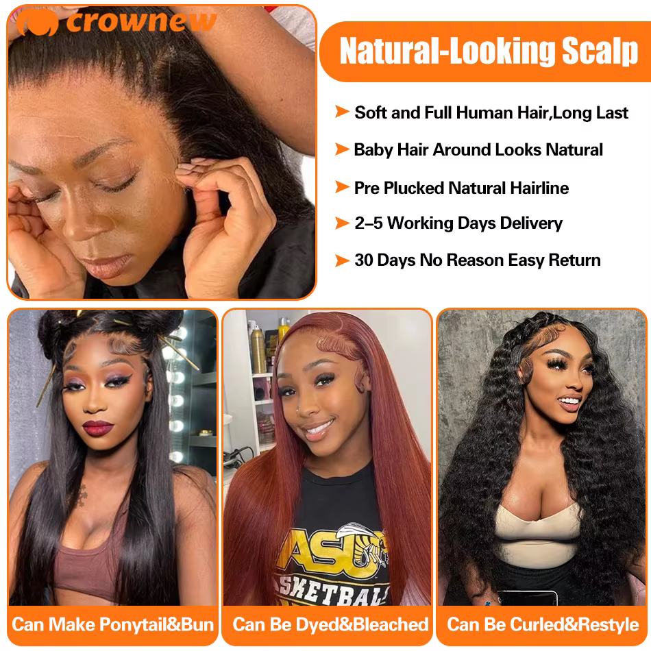 Perruques sans colle cheveux humains HD dentelle perruque