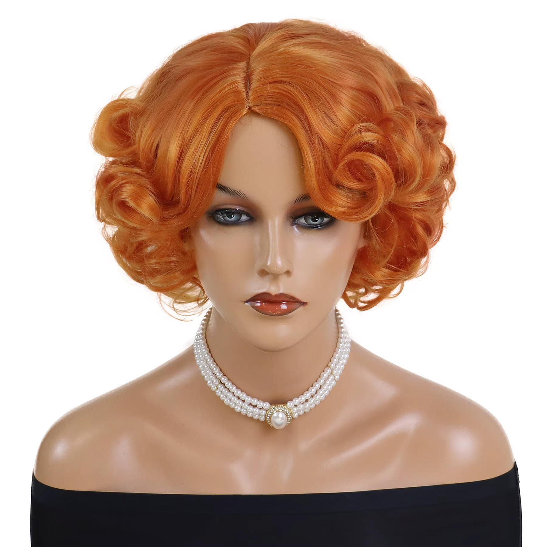 GNIMEGIL perruque courte synthétique pour femmes Orange bouclés Bob