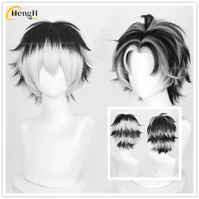 Anime Kotarou Bokuto synthétique 2 Styles Cosplay perruque courte 38 cm couleur mixte perruques résistant à la chaleur