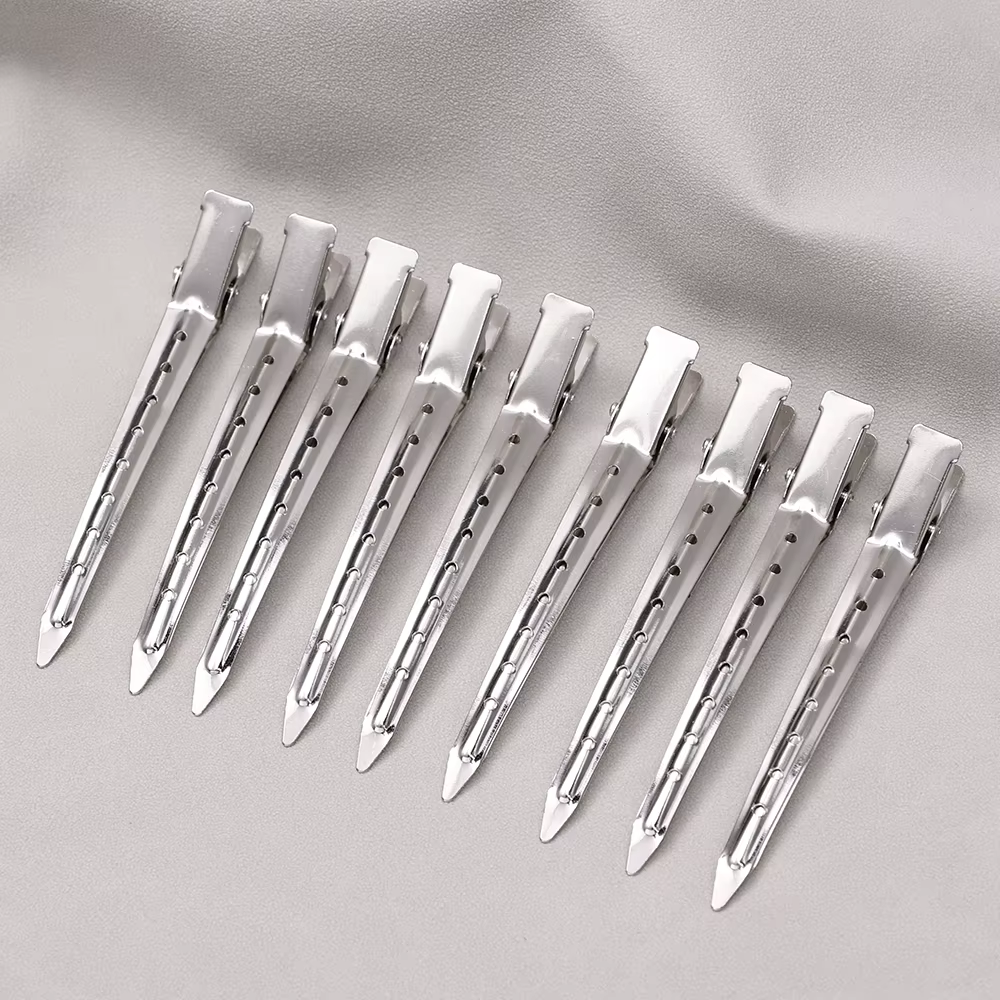 Pinces de soins capillaires en métal et acier, pince de séparation pour coiffure, barbier, utilisation de coupe de cheveux, outils de coiffure, racine de cheveux, épingle à cheveux moelleuse