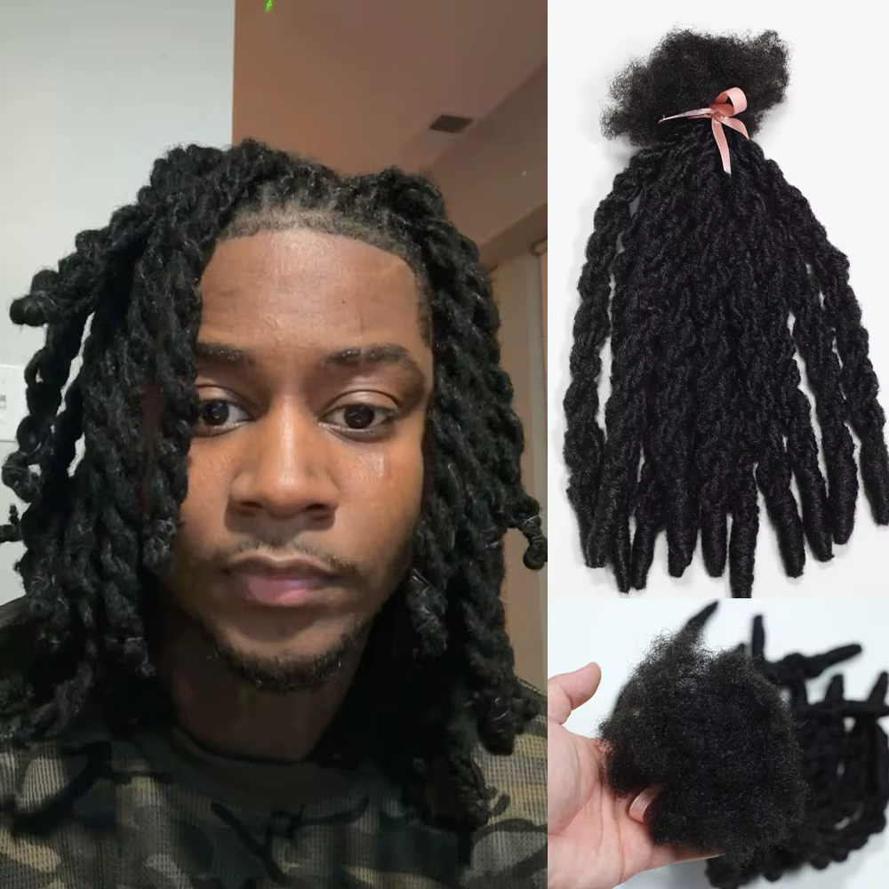 Extensions de cheveux synthétiques bouclés double torsion noirs naturels de 14 pouces pour tressage