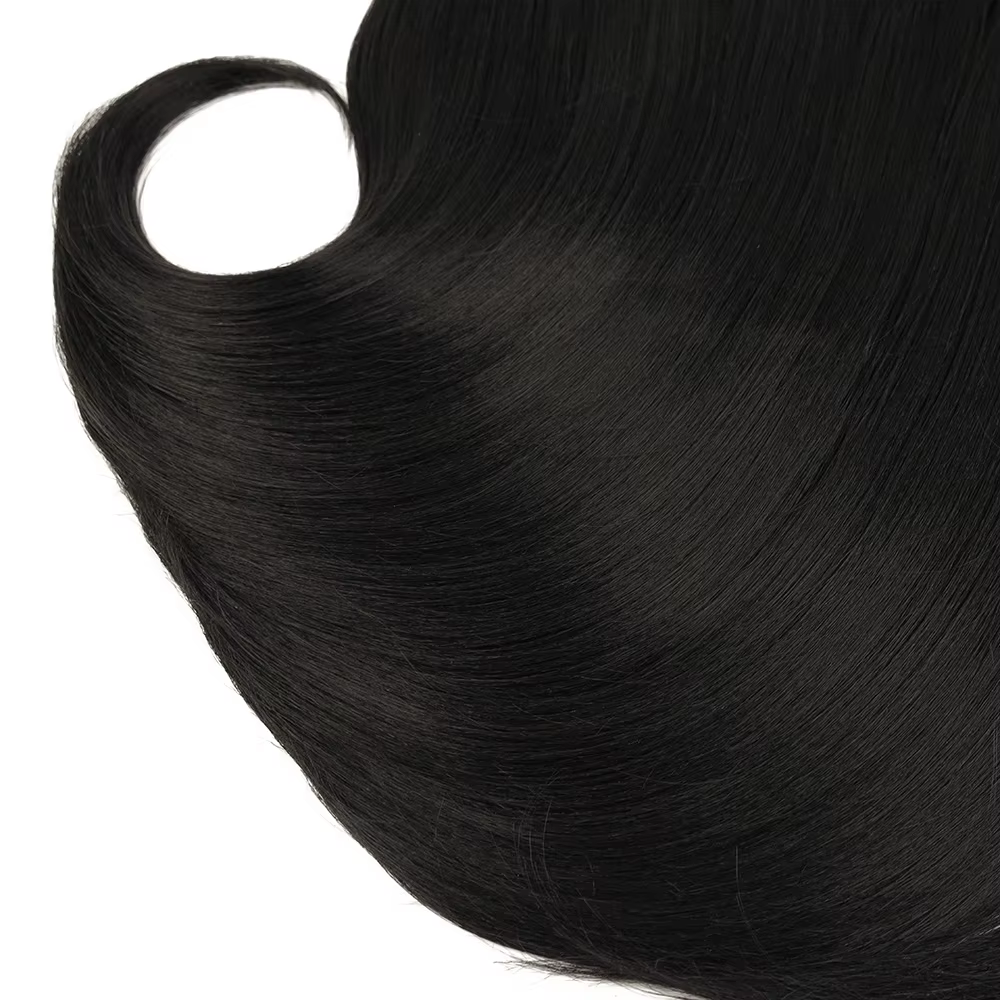 Extensions de cheveux synthétiques lisses et bouclés noirs