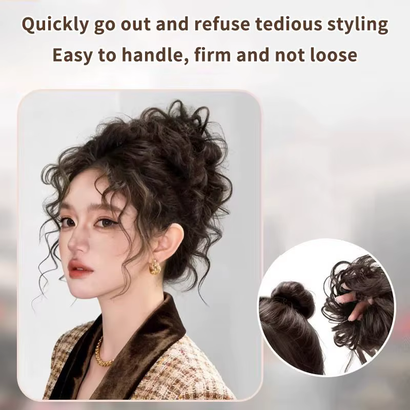 Chignon synthétique élégant et bouclé avec élastique