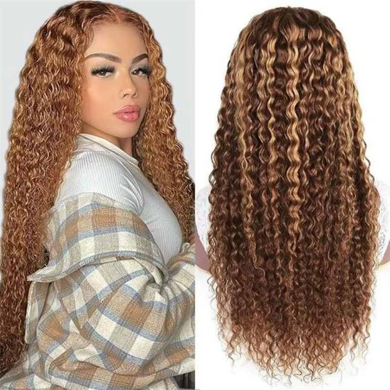 30 36 pouces bouclés mettre en évidence perruque cheveux humains miel blond 13x4 dentelle avant vague profonde 13x6 Hd