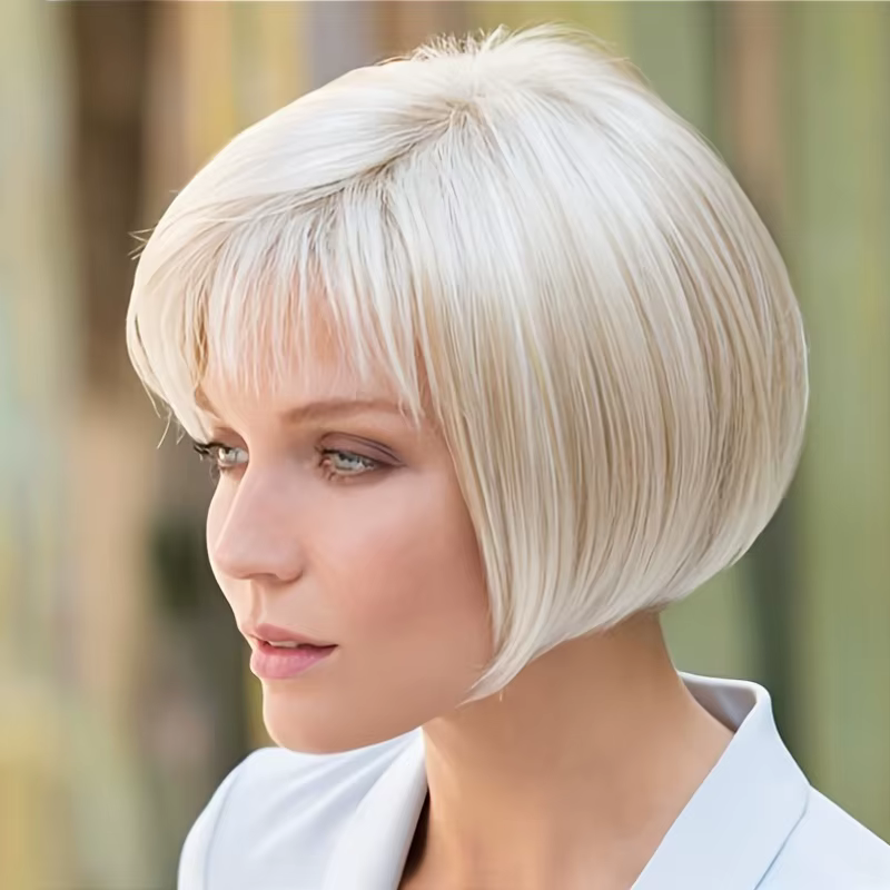 Perruque synthétique blanche en fibre chimique pour femmes