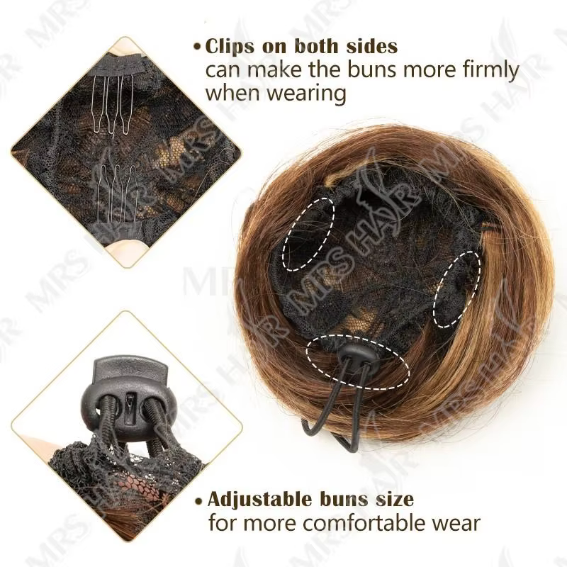 VADES Chignon Extension Cheveux 100% Naturels avec Cordon de Serrage