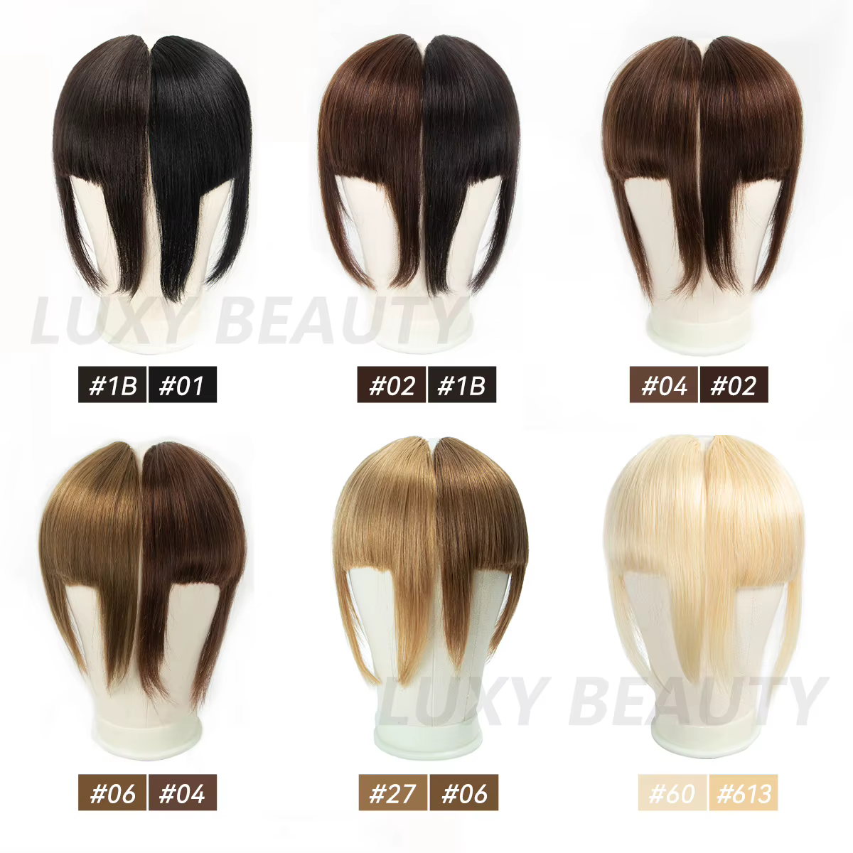 3D coupe émoussée frange de cheveux humains 3 Clips