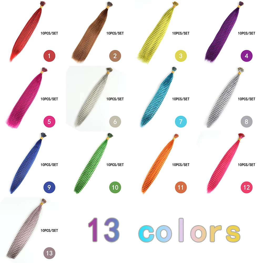 LISI GIRL Extensions de cheveux synthétiques en plumes colorées 16 pouces 10 pièces/pack bleu violet pour les femmes