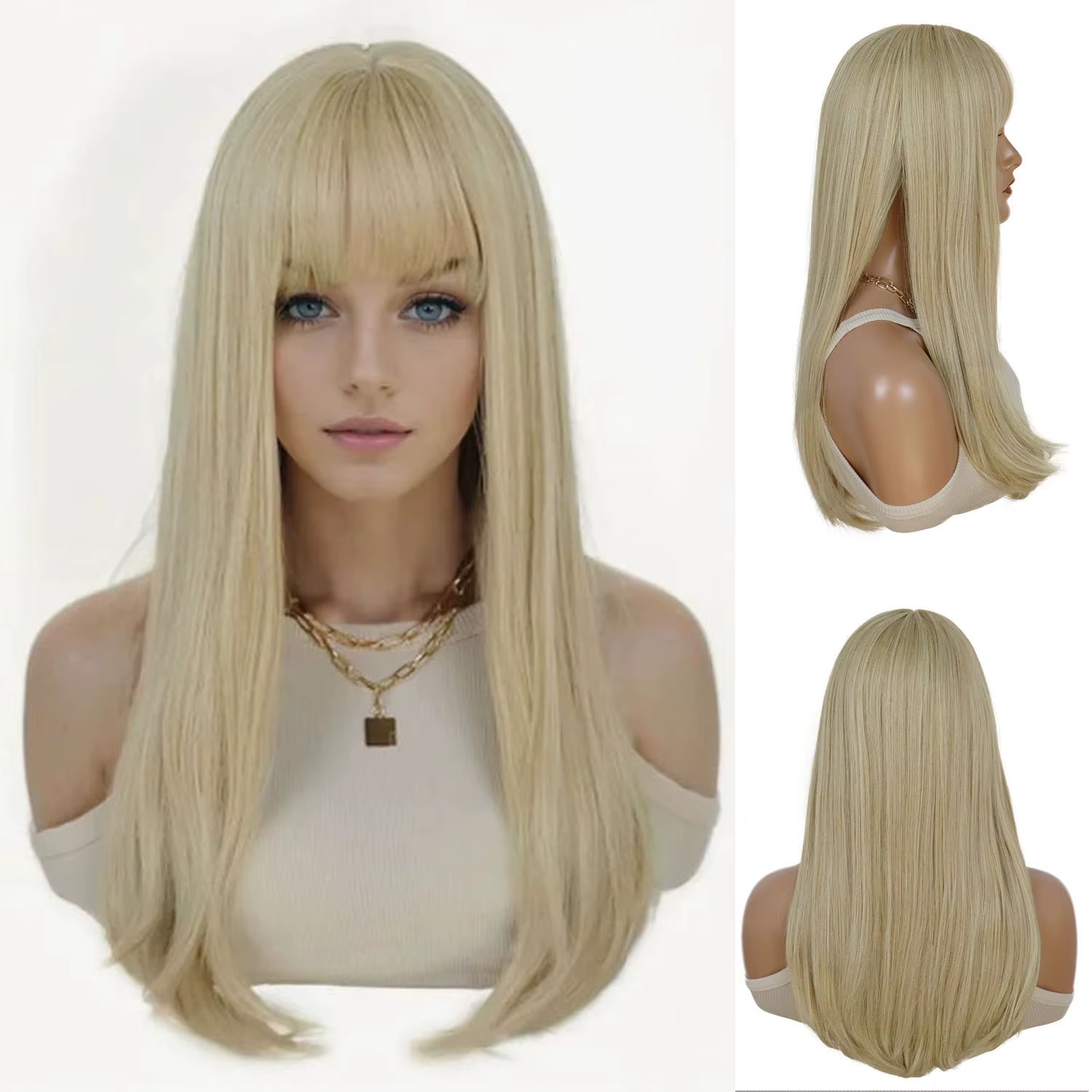 Perruques synthétiques blondes longues pour femmes