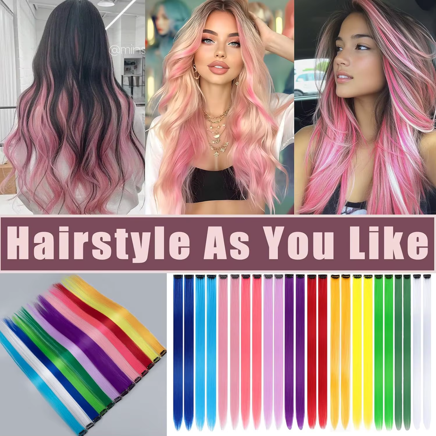 Extensions de cheveux roux à clipser