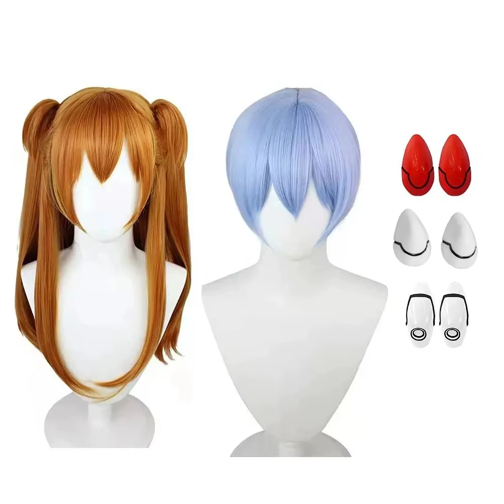 Perruque de Cosplay synthétique courte bleu clair