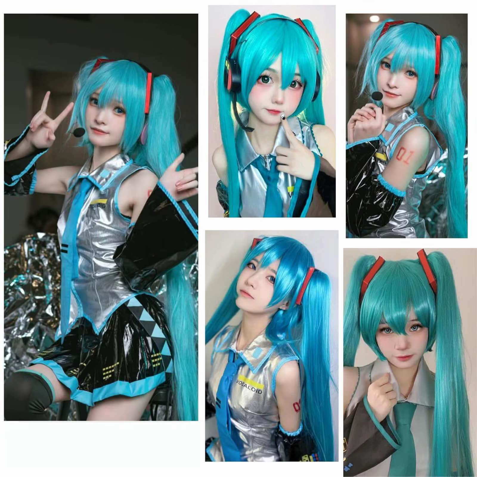Perruque verte synthétique Cosplay vert sarcelle