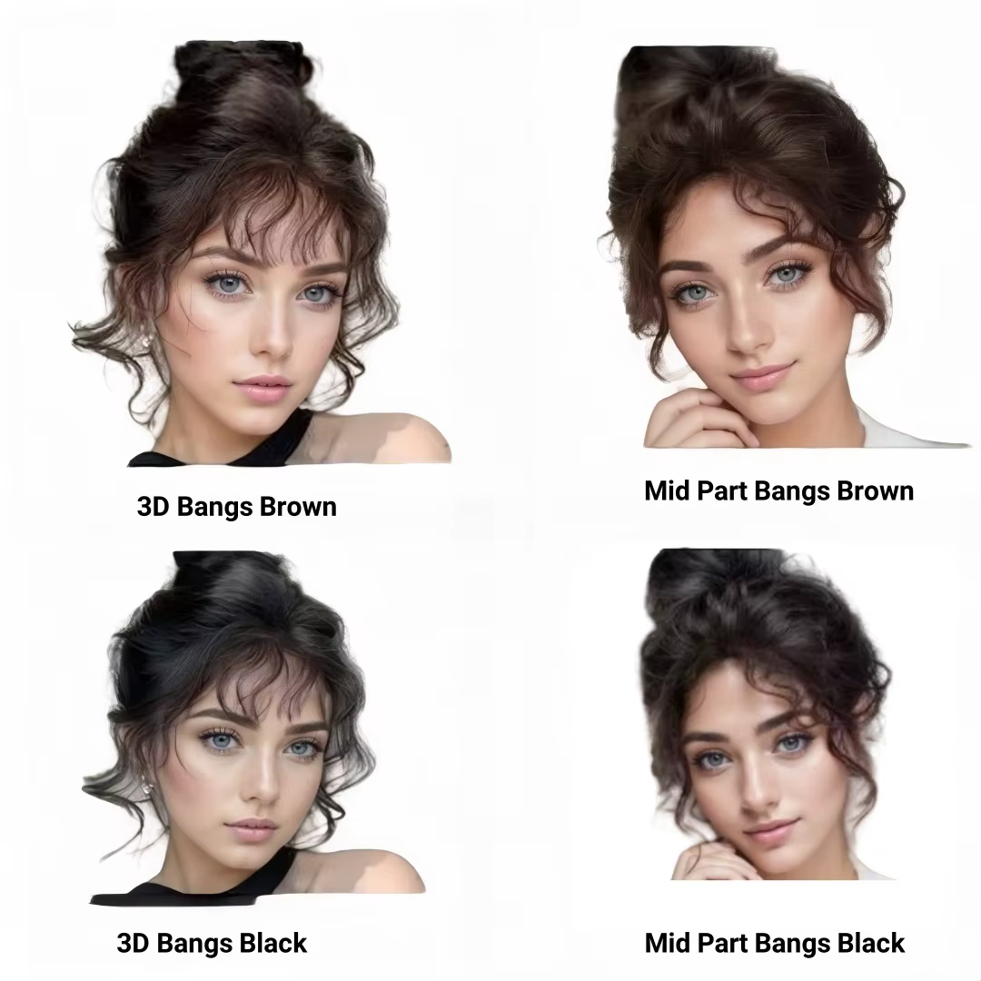 100% cheveux humains bouclés frange Clips en dentelle respirante Toppers pour les femmes Curl bébé