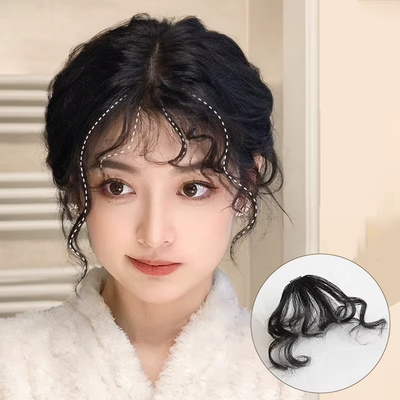 Extension de cheveux bouclés à frange d'air