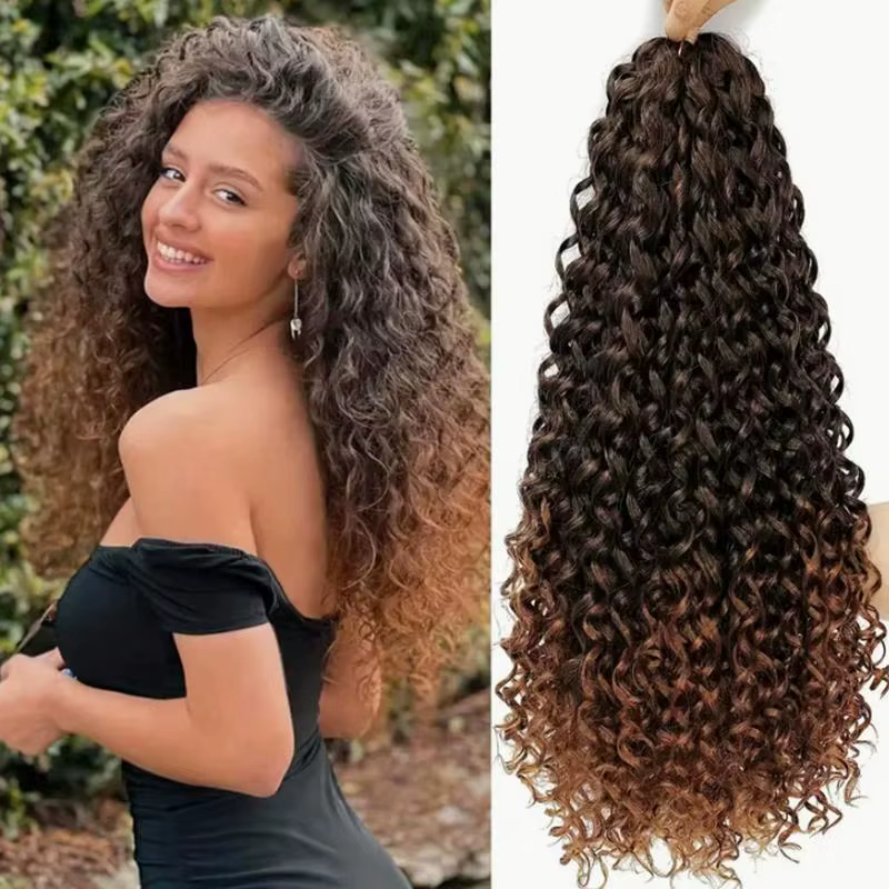 Extensions de cheveux synthétiques bouclés de 14 pouces