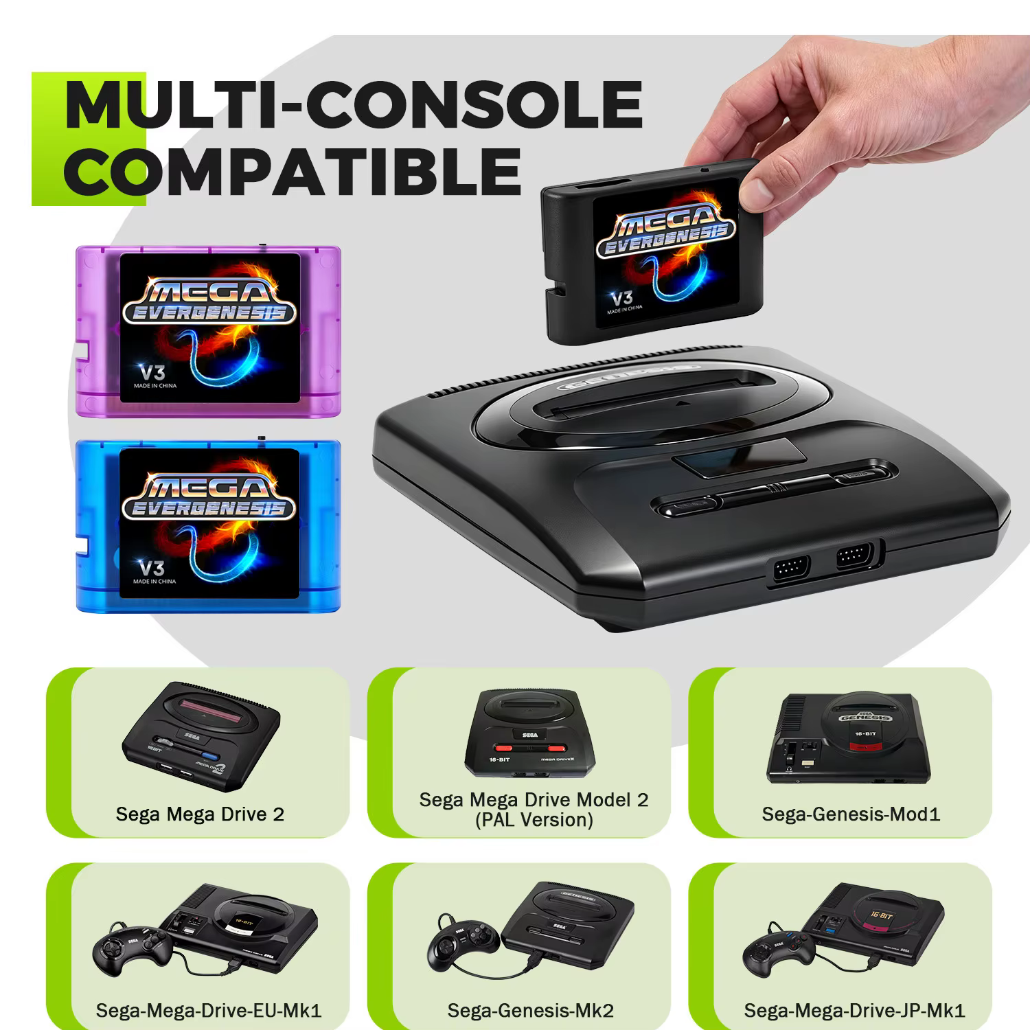Cartouches de jeu avancées MEGA MD V3 Pro EDMD 3000 en 1 FlashCard pour console de jeu vidéo SEGA Genesis Mage Drive 16 bits